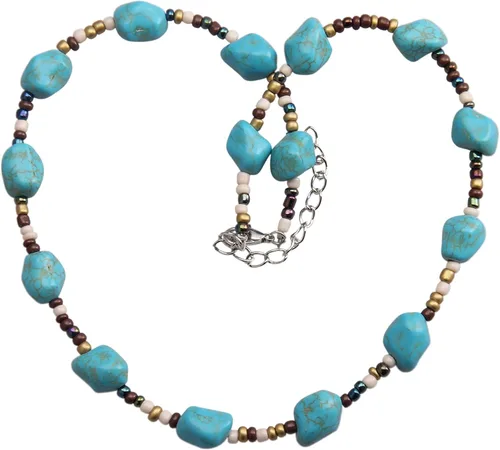 Vista 16 de Collares de cuentas de colores para mujer, collar de perlas turquesas, collar de cuentas de playa de verano, collares bohemios para mujer