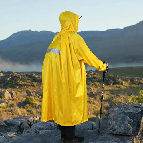 Vista 7 de Anyoo Poncho de lluvia con capucha, impermeable, ligero, para hombres, mujeres y adultos, con bolsillo para senderismo, camping, actividades al aire