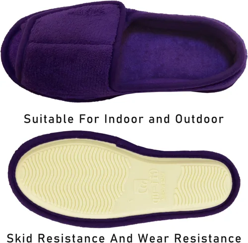 Vista 21 de Git-up -Pantuflas para mujer con diabetes/artritis/edema, cierre ajustable, espuma viscoelástica, punta abierta, extra ancha