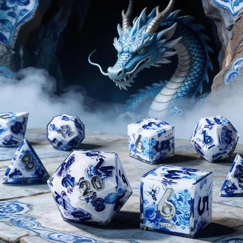Vista 27 de Mini Planet RPG DND - Juego de mesa poliédrico de resina de borde afilado de Dungeons and Dragons, hecho a mano, 7 piezas (dinosaurio 3D)
