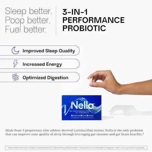 Vista 2 de Nella - Suplementos de salud intestinal para mujeres y hombres (30 cápsulas), probióticos potenciadores de energía para la salud digestiva, 3 cepas