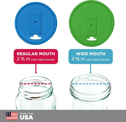 Vista 7 de Mason Jar - Tapa para bebida, boca regular, fabricada en Estados Unidos, color negro, paquete de 2
