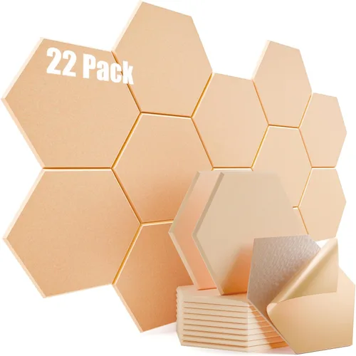 Vista 116 de Paquete de 12 paneles acústicos autoadhesivos de 12 x 10 x 0.4 pulgadas, paneles de espuma a prueba de sonido con alta densidad, elegante diseño