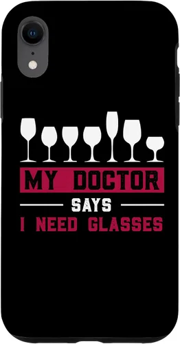Vista 24 de iPhone 12/12 Pro Wine Lovers Pun Funny Drinking My Doctor Says I Need Glasses Case
