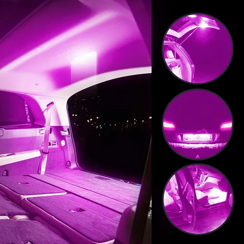 Vista 7 de Jeseny Bombilla LED rosa para interior de coche, paquete de 3, 24