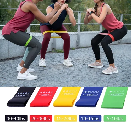 Vista 4 de Resistance Bands Set for Men and Women, Pack of 5 Different Levels Elastic Band for Home Gym Long Exercise Workout – Great Fitness Equipment for