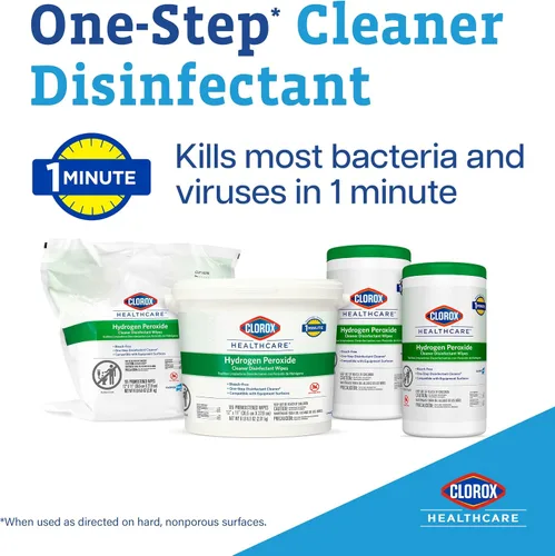 Vista 2 de Clorox Healthcare 30824 - Toallitas desinfectantes de peróxido de hidrógeno, recipiente de 95 unidades, 6 recipientes (30824)
