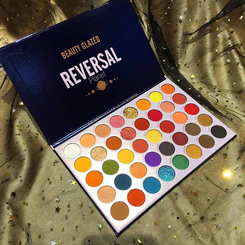 Vista 8 de Paleta de maquillaje Reversal Planet, 40 colores de purpurina metálica de alta pigmentación, fácil de difuminar, Sombras de ojos resistentes al