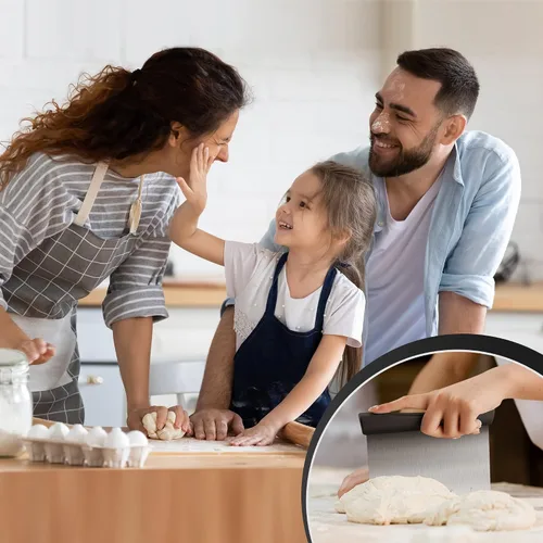 Vista 7 de Raspador de banco de acero inoxidable multiusos para batidora de masa y cortador de pastelería