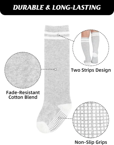Vista 5 de Century Star Toddler Soccer Socks Girls Knee High Socks With Grippers Boys Athletic Sports Socks Cozy Kids Uniform Socks