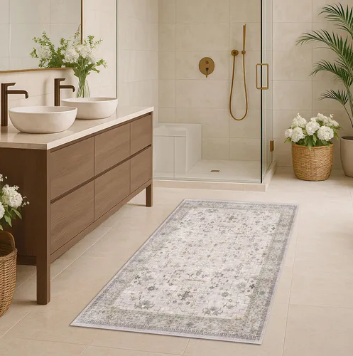 Vista 80 de Hazo Haus – Alfombra pequeña para entrada, cocina o baño, antideslizante con base de goma, resistente a las manchas y a la decoloración, diseño