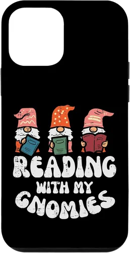 Vista 12 de Funda para iPhone 15 Reading With My Gnomies Funny Gnomes Book Lover Bookworm
