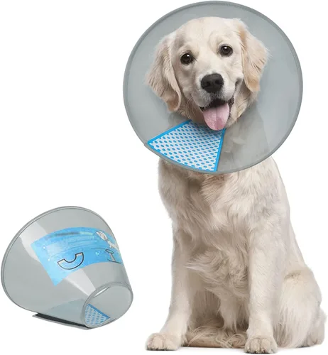 Vista 10 de Supet - Collar de cono para perro ajustable después de la cirugía, collar y cono de recuperación para mascotas cómodo y práctico, para perros