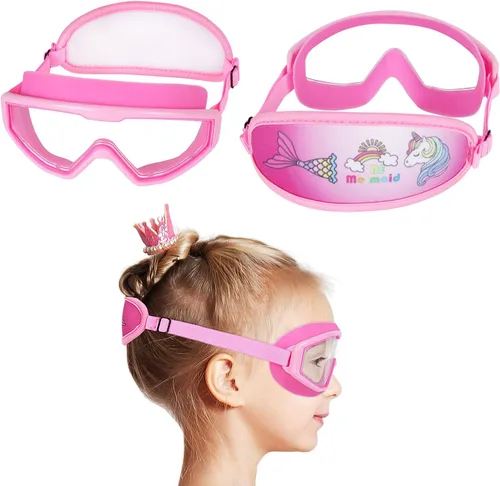 Vista 14 de Kids Swim Goggles Age 3-8, Toddler Goggles No Hair Pull,Child Swimming Mask Fabric Strap