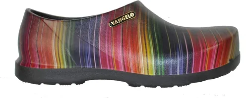Vista 5 de VANGELO Zuecos profesionales antideslizantes para mujer, zapatos de trabajo, zapatos de enfermera, zapatos de chef, negro, blanco, lima, multicolor