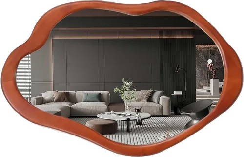 Vista 10 de Elegante espejo de pared de 32 x 28 pulgadas, elegante espejo de pared arqueado sin marco, estético, moderno, decorativo, de cristal, para montaje