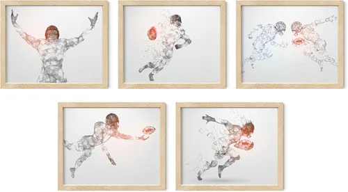 Vista 42 de Impresiones artísticas de fútbol americano para pared, juego de 5 (8x10) carteles de fútbol americano sin marco, decoración de sala de fútbol Niños
