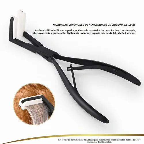 Vista 4 de EHDIS Kit de herramientas de extensiones de cabello, alicates con cinta adhesiva, alicates de sellado de cabello de superficie plana con extensión