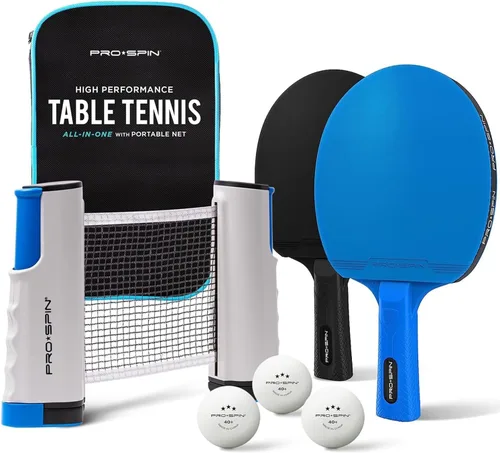 Vista 7 de PRO-SPIN Portable Ping Pong Set with Retractable Ping Pong Net for Any Table, All-in-One Table Tennis Set with Ping Pong Paddles, Balls & Case