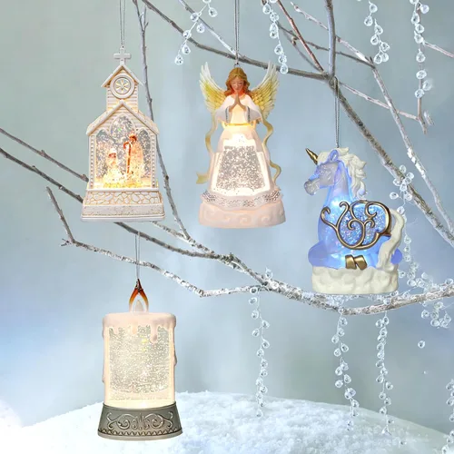Vista 7 de Globo iluminado con purpurina para adornos de árbol de Navidad o decoración Vela