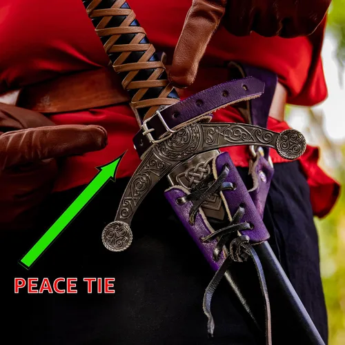 Vista 81 de Armory Replicas™ - Rana espada de cuero hecha a mano – Disfraz medieval LARP hebilla ajustable y cinturón de arma con cable soporte