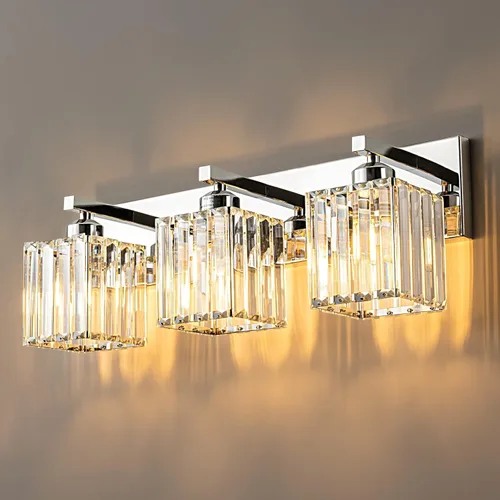 Vista 54 de Moderna lámpara de cristal para pared/tocador de baño, de 5 luces, color cromo Cromo torcido