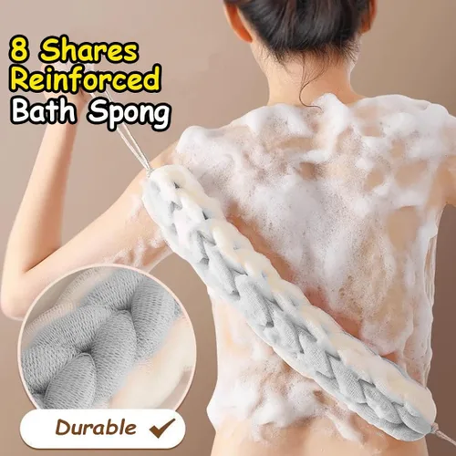 Vista 2 de AARAINBOW Paquete de 2 esponjas de espalda elásticas largas mejoradas con asas de cuerda, esponja de malla para baño, ducha, esponja exfoliante