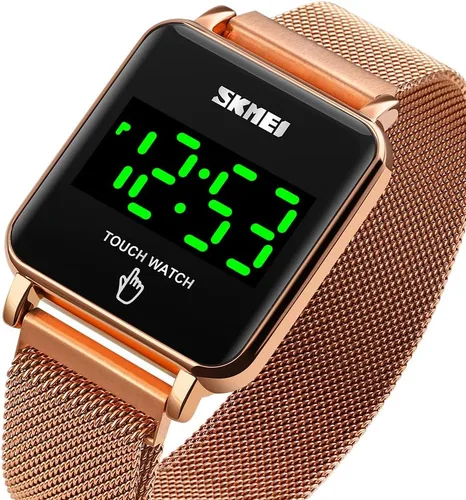 Vista 2 de Gosasa Pantalla táctil Pantalla LED Relojes digitales Marca de moda Acero inoxidable Full Steel Impermeable Relojes de pulsera Hombre1589 (oro rosa)
