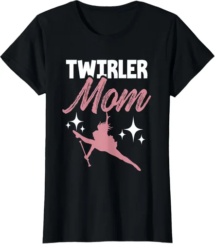 Vista 46 de Twirler Mom Baton Twirl Mother Majorette Twirling Camiseta, Negro, S