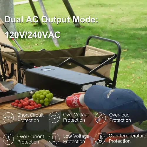 Vista 4 de Inversor de onda sinusoidal pura de 6000W 36V, 36 voltios DC a CA 120V 240V inversor de potencia de fase dividida, 2 terminales de cable de CA
