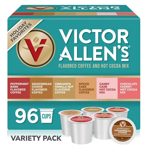Vista 10 de Victor Allen's Coffee Holiday Favorites - Paquete variado de mezcla de café y cacao caliente, 36 unidades, cápsulas individuales K-Cup y café