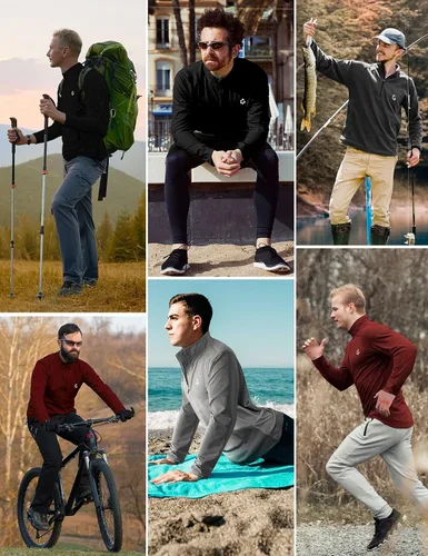 Vista 8 de JumGear-Life 3Pack Quarter Zip Pullover Men Long Sleeve Sweatshirts Running Athletic Golf Gym Shirt Quick Dry