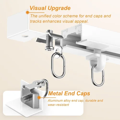 Vista 7 de Concealed Curved Curtain Track with Silent Roller, 4 6 8 10 12 ft Smooth Ceiling Curtain Rail, Single Ceiling Rail Kit for Curtains Bay