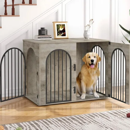 Vista 21 de Hzuaneri Jaula de Madera para Perros de 26.8'', Muebles de Jaula para Perros de Interior, Jaula para Perros Pequeños, Jaulas de Servicio Pesado