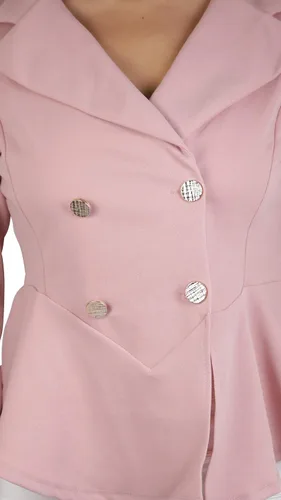 Vista 43 de ToBeInStyle Blazers de manga larga con cremallera y botones para mujer