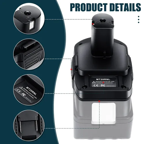 Vista 2 de OBOLTS MT20RNL Adaptador para batería Makita de 18 V a batería Roybi de 18 V, la mayoría de las baterías para MAKITA: BL1860B / BL1860 / BL1850B