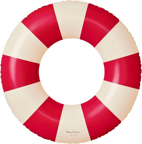 Vista 25 de Petites Pommes Flotador de piscina a rayas para niños y niños pequeños, tubo interior duradero, diseño de rayas clásico impreso a mano, dona