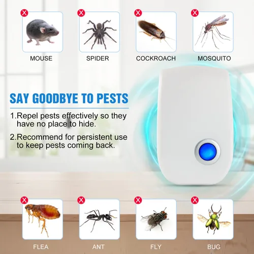 Vista 3 de 2026 Repelente de plagas ultrasónico mejorado, repelente de ratones para interiores para ratas, ratones, roedores, cucarachas, insectos, mosquitos
