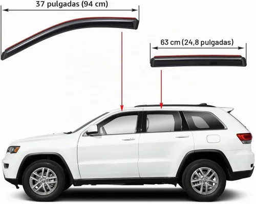 Vista 2 de Lightronic Visera de ventana de ventilación automática con clip extra duradera, se adapta a Jeep Grand Cherokee 2011-2021, protección UV, deflector