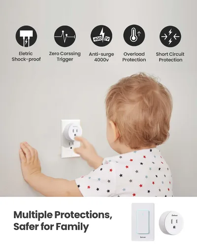 Vista 5 de Zoiinet Interruptor de enchufe inteligente, interruptor de tiempo para tomacorriente WiFi de 2.4G, compatible con Alexa, Google Home, Smart Life