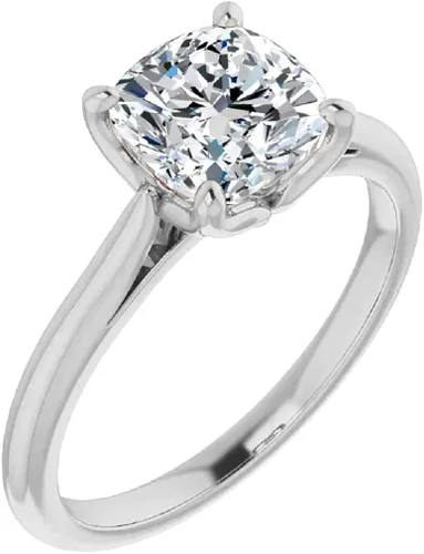 Vista 3 de Anillo de compromiso de moissanita incolora con cojín de 3 quilates anillo de novia de boda anillo de compromiso de oro blanco de 10 quilates anillo