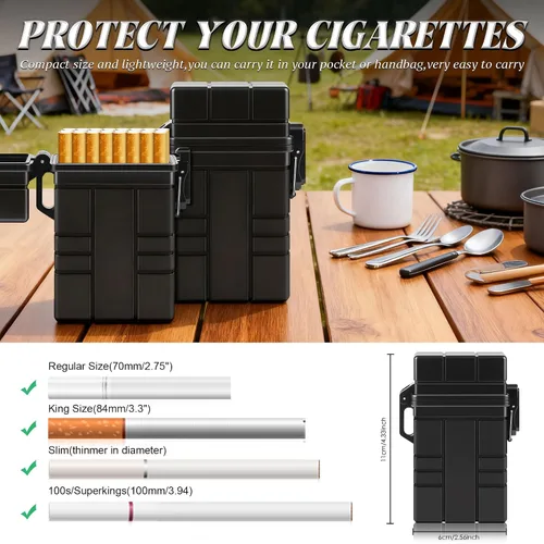 Vista 4 de X-LIGHTER Estuche impermeable para cigarrillos tamaño King de los años 100, con 2 piezas de encendedor permanente, fundas multifunción