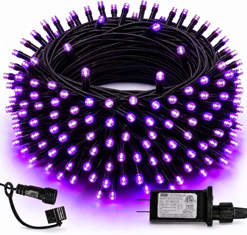 Vista 26 de TW SHINE Luces de Navidad verdes, 200 luces LED de Navidad para exteriores de 66 pies enchufables con 8 modos, cable verde impermeable, luz del día