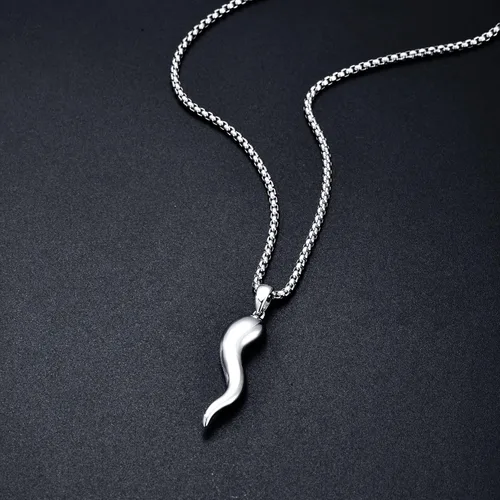 Vista 4 de Collar con colgante de plata de ley 925 con cuerno italiano de buena suerte para hombres y mujeres, amuleto, regalo de joyería para Navidad, día