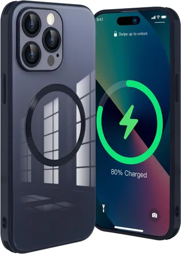 Vista 38 de Guppy Funda para iPhone 12 Pro - Parte trasera de vidrio degradado con carga magnética, película de lente, color negro