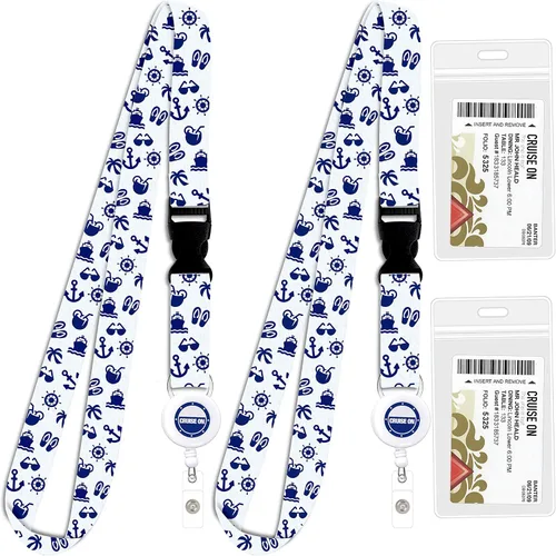 Vista 18 de Cordón de crucero de Cruise On para tarjetas de barco – Paquete de 2 con insignia retráctil y soporte impermeable para tarjetas de llave