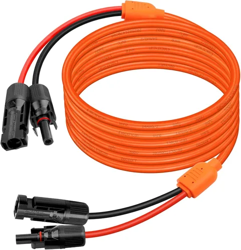Vista 6 de XRDS -RF Cable de extensión solar de 5 pies, cobre estañado de 14AWG con conectores de panel solar, cables de derivación rojo y negro de 10AWG