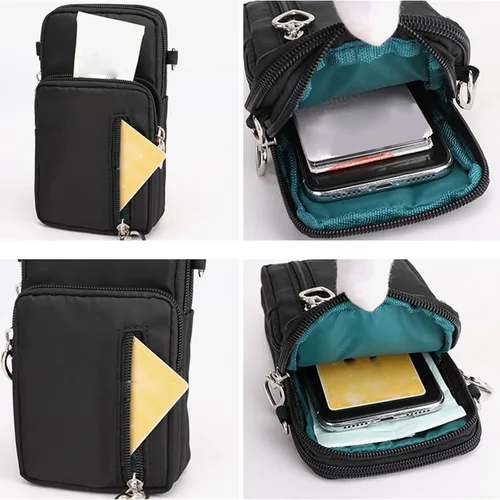Vista 3 de Bolsa multifuncional para teléfono celular para mujer, diseño de lazo de acuarela a la moda, para mujer, con cremallera, para hombro, bolsa