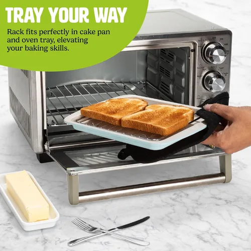 Vista 6 de Tasty Juego de Horneado Antiadherente para Horno Tostador Incluye Molde para Pastel, Bandeja para Horno, Rejilla, Utensilios de Acero al Carbono