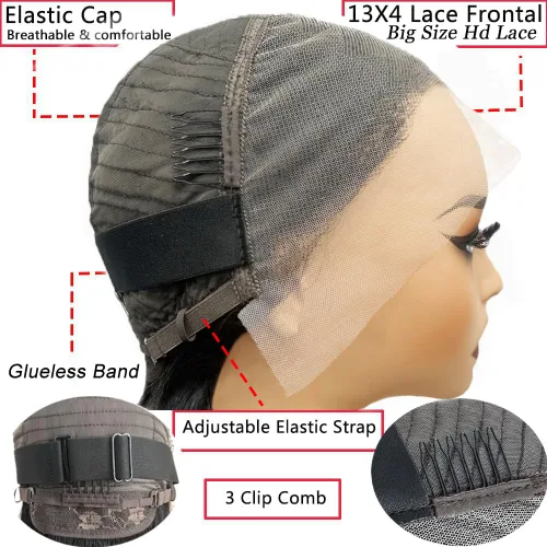 Vista 6 de Peluca Bob de encaje frontal de Superfect, cabello humano de 10 pulgadas, 13x4 ondas profundas rizadas, pelucas frontales transparentes